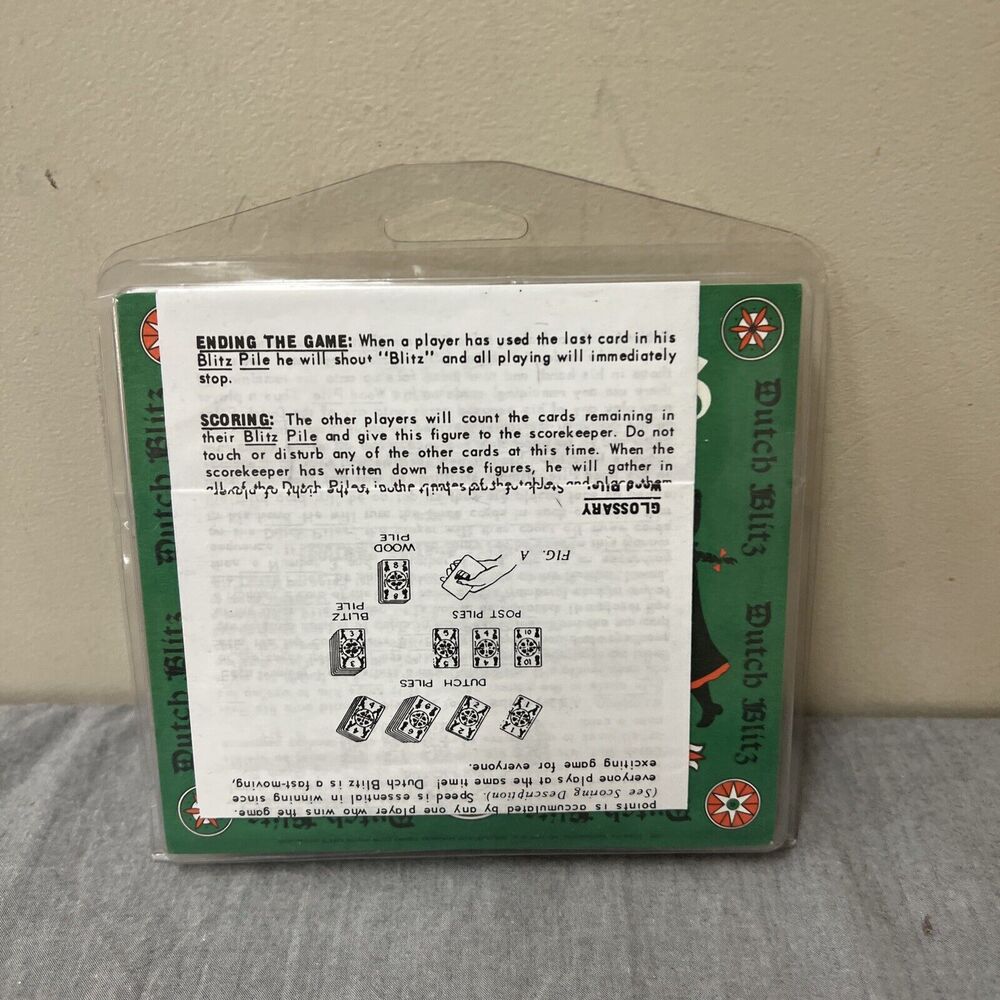 Vtg Dutch Blitz Card Game 1973 Pennsylvania Dutch Game Plastic Case FS Charity